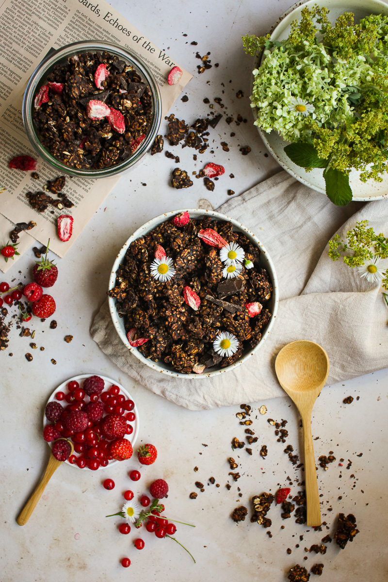 Vegan Chocolate Covered Strawberry Granola - Flourished By Nature